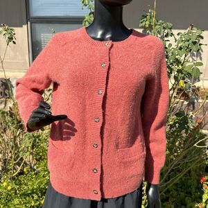 Pendleton‎ Lambswool Cardigan Womens Size Large Sweater Orange Pockets Preppy